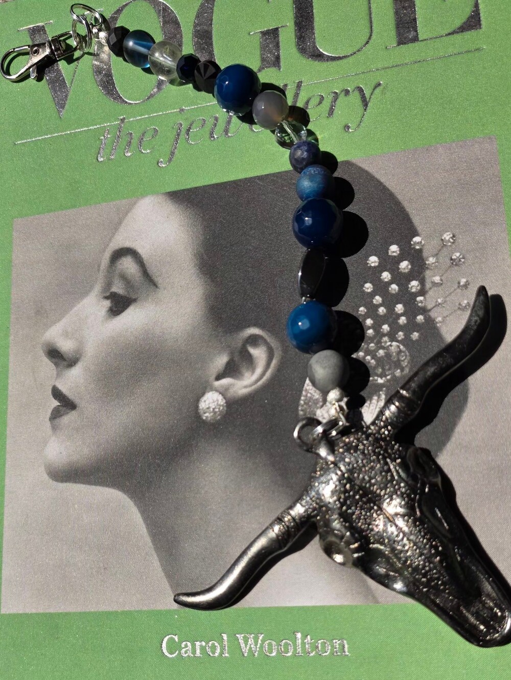 🐂Bull By The Horn Custom Bag Charm! Oversized. OOAK♉️ Agate, Crystals, Hematite